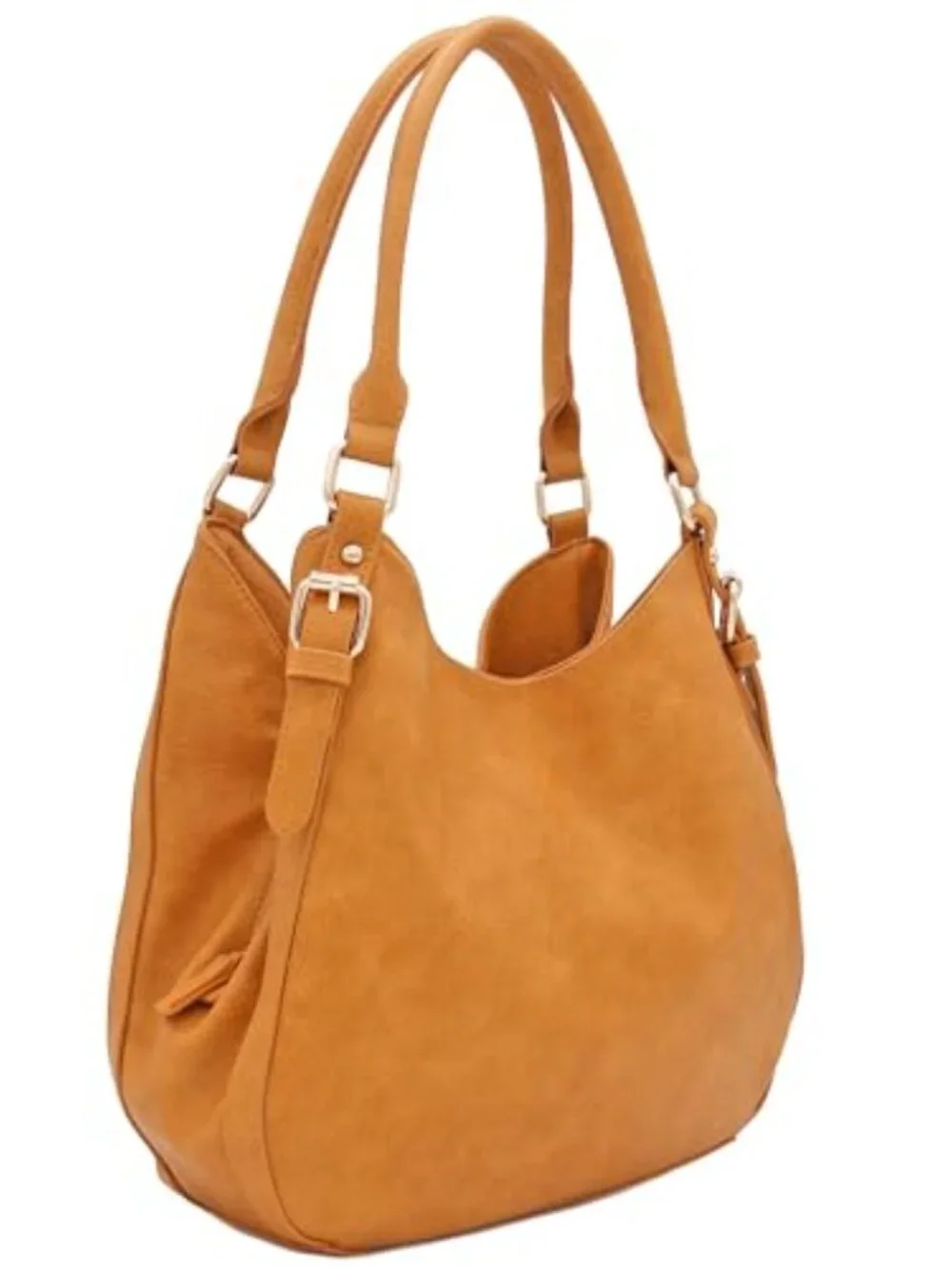 Faux Leather Medium Hobo Bag with 3 Compartments